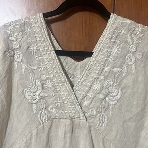 NWT Kyla Seo 100% Linen Laramie Dress, Embroidered Flax Boho Size: Small